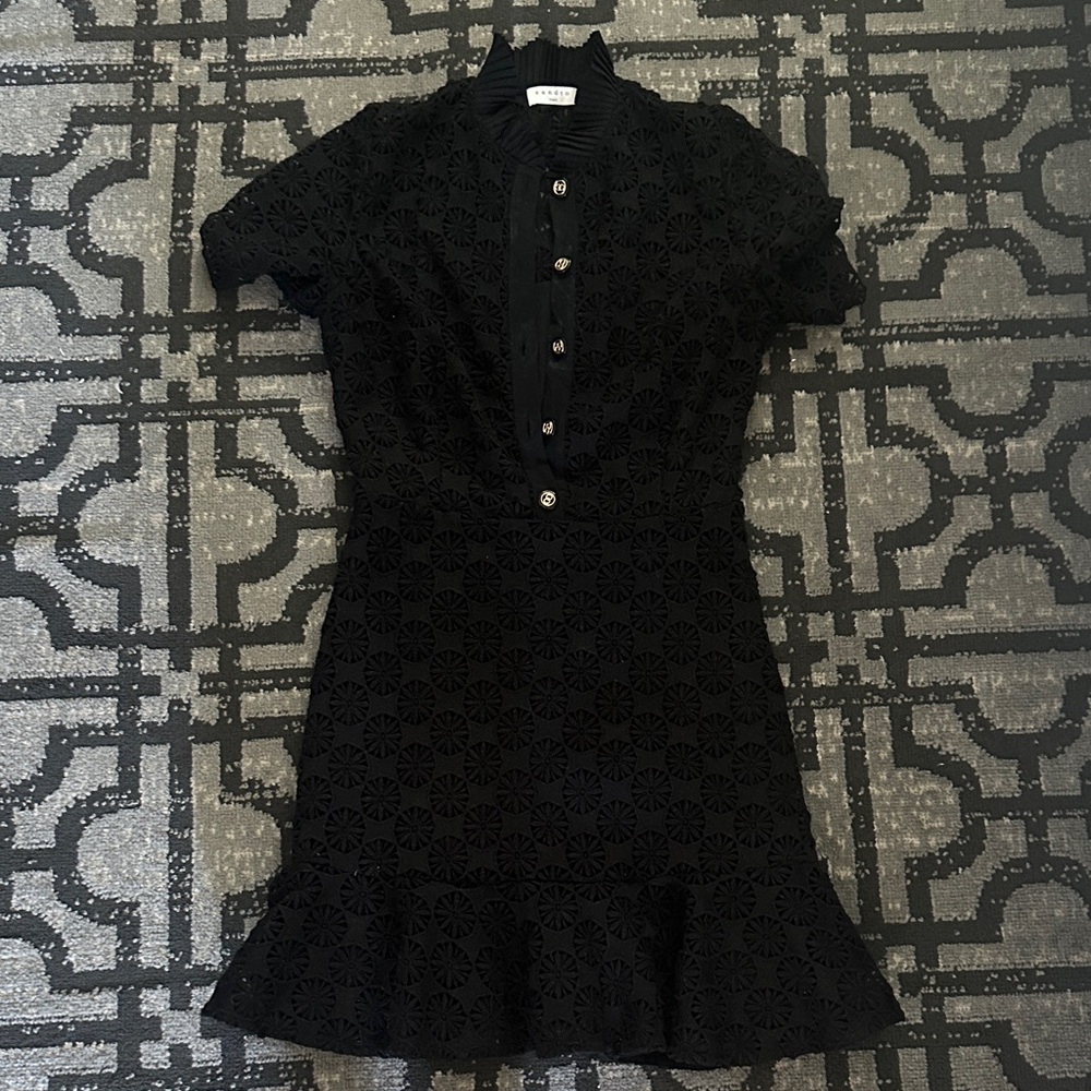 Sandro Elegant Black Lace Mini Dress